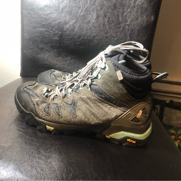 Merrell Deverta 2 Women’s Grey Tell Blue Mid Hiking Boots Size 38.5/8US - Picture 7 of 15
